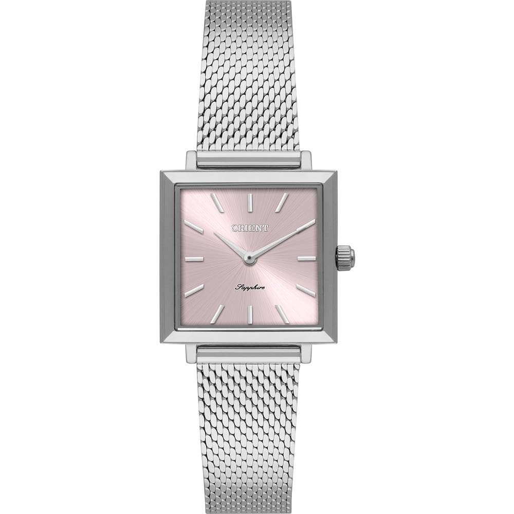 Relógio Orient Feminino Ref: Lbss0091 R1sx Retangular Mesh Prateado