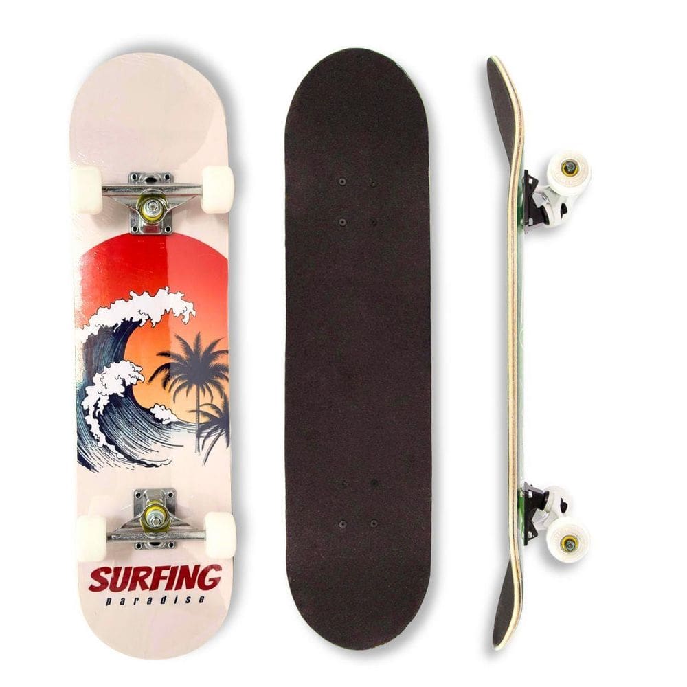 Skate Profissional Shape Ondas Surfing Montado Completo