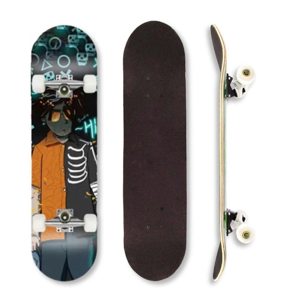 Skate Montado Shape Maple Frankstein Com Lixa Trucks E Rodas