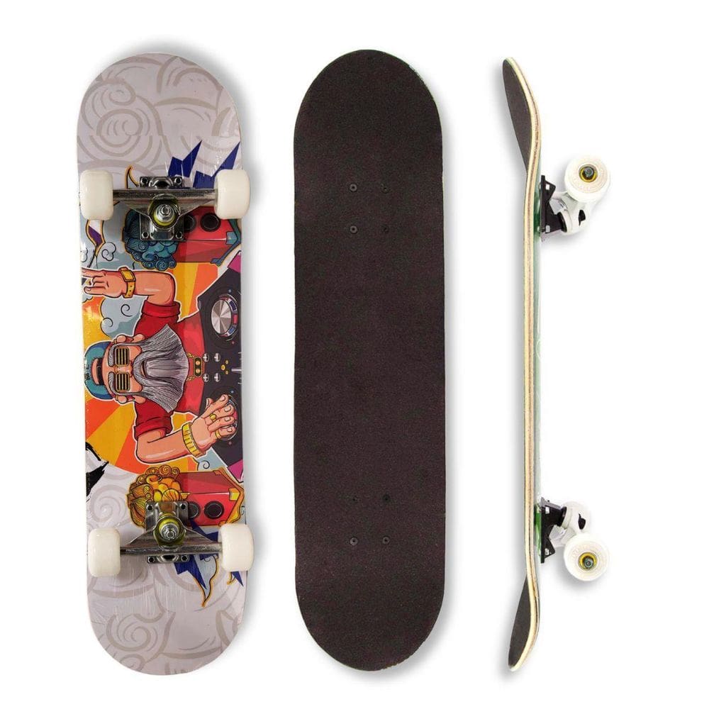 Skate Montado Profissional Dj Vovô Shape Lixa Trucks E Rodas