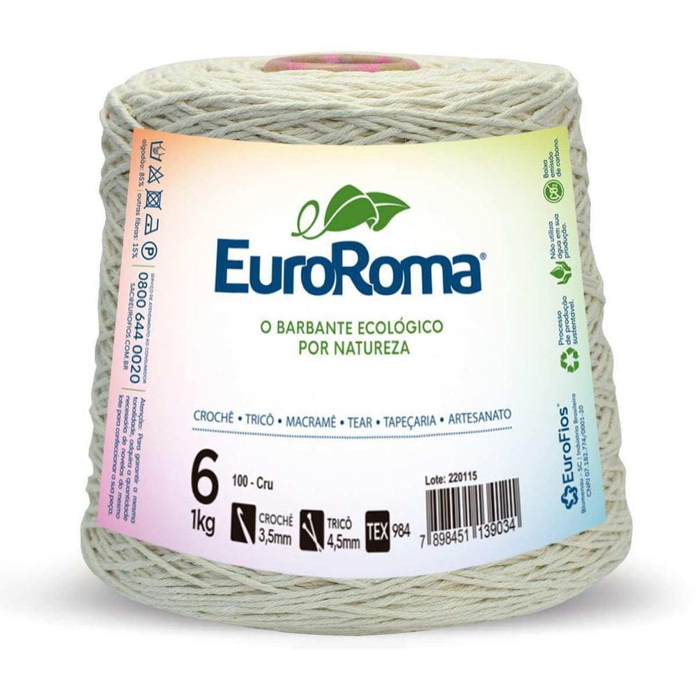 Barbante Cru 1,0Kg 4/6 Fios Rolo 1016M