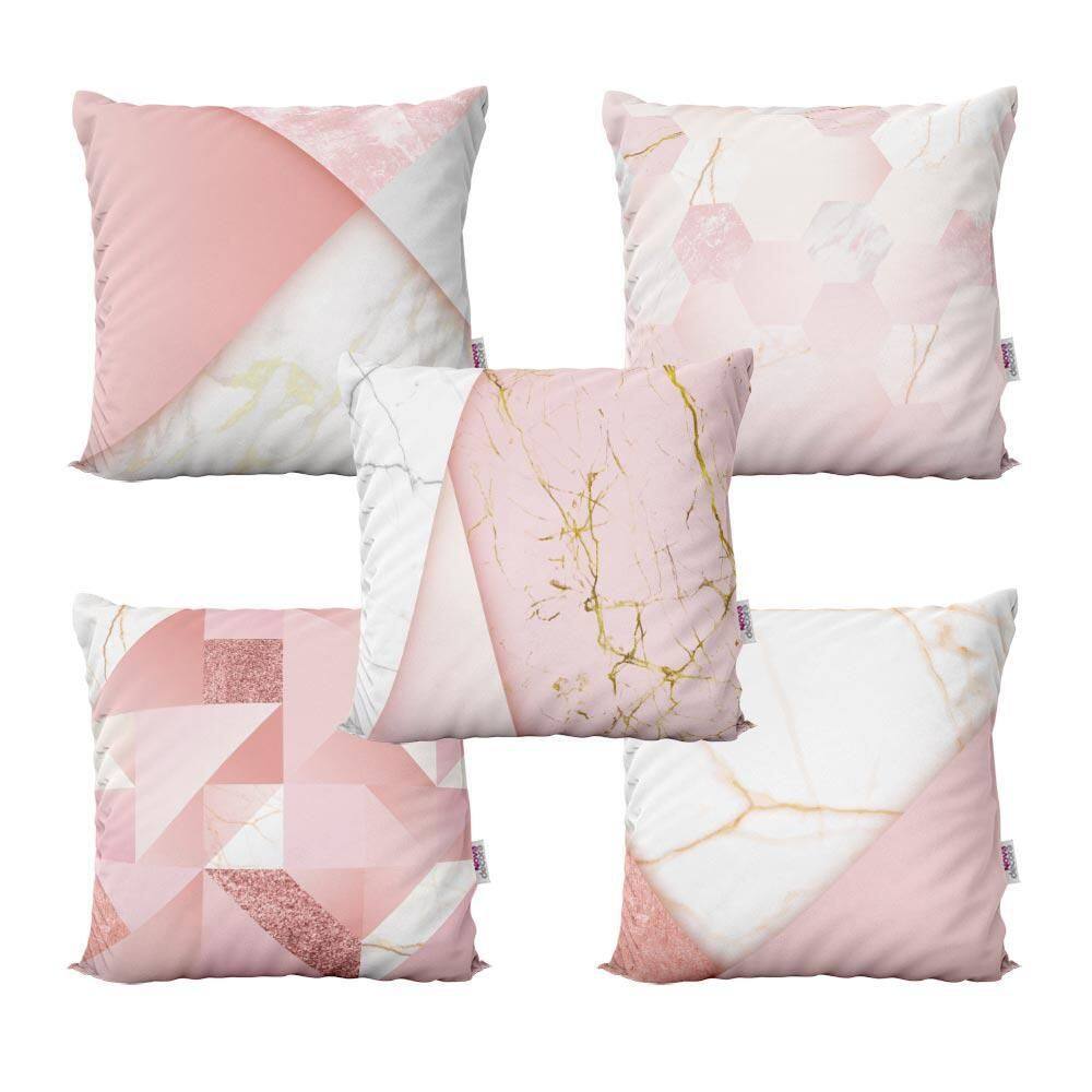 Almofadas Decorativas Rosa Marmorizada Para Sofá 40X40