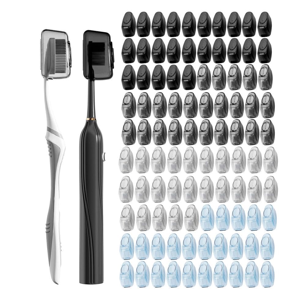 Capas para escovas de dentes Muslish, pacote com 100 unidades, Universal Fit Grey
