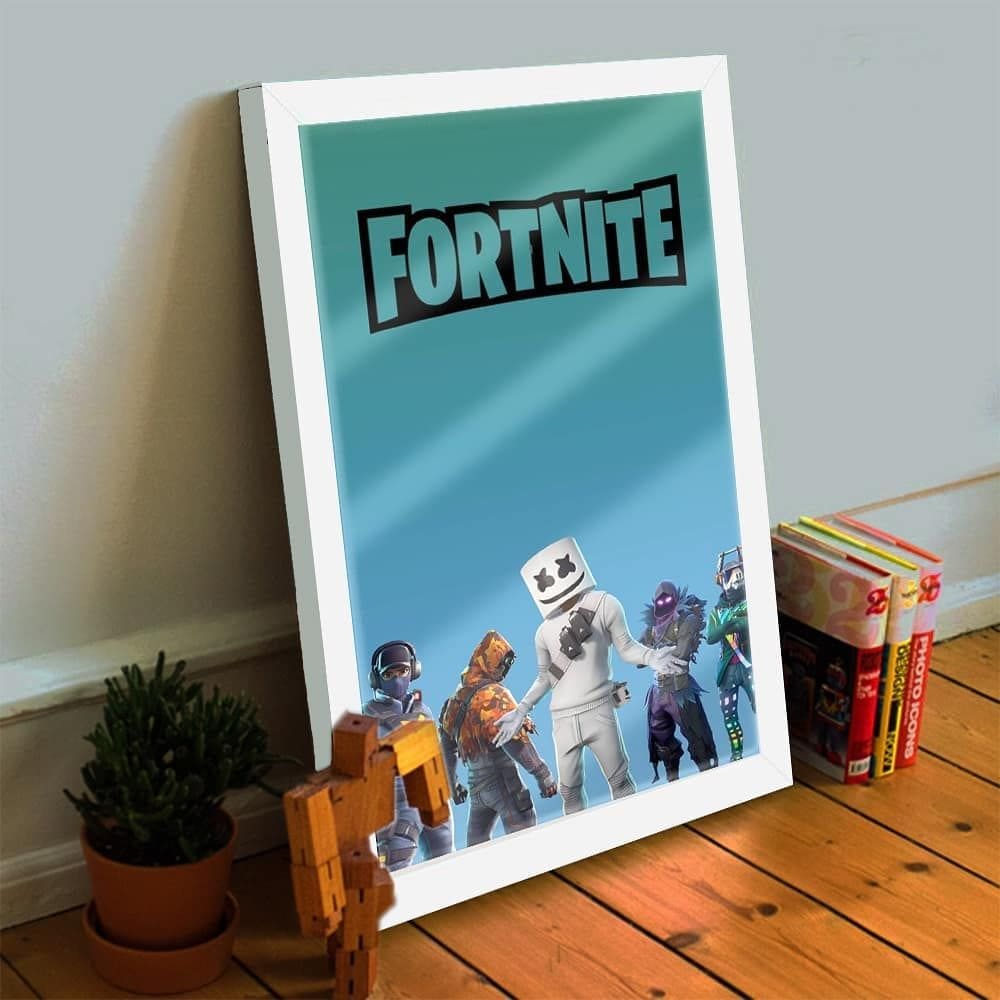 Quadro Decorativo Fortnite Marshmello 33x25 C/ Vidro