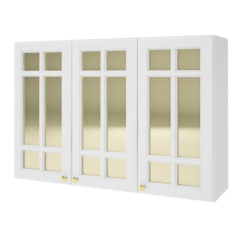 Armário Aéreo Firenze 120cm 3 Portas com Vidro Reflecta - Indékes