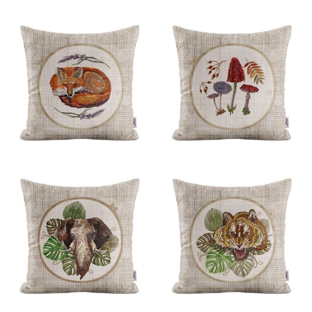 Almofadas Bege Decorativas Safari Sofá 40X40 - Novadecora