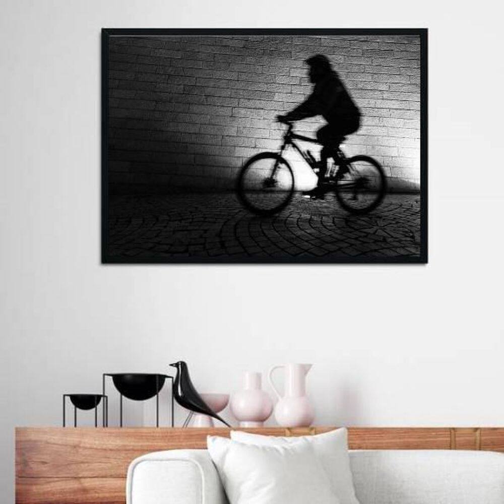 Quadro Decorativo Fotografia Pessoa Pedalando 45X34Cm