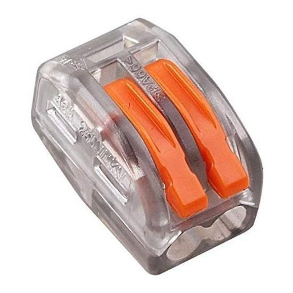100X Conector Elétrico Emenda Rápida Alavanca Borne 2 Fios