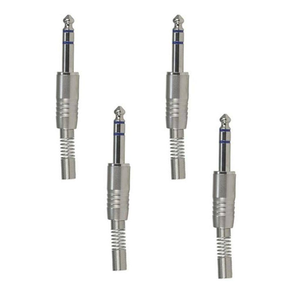 Kit 4 Conector Plug P10 Stereo Ninja Metal Mola Santo Angelo
