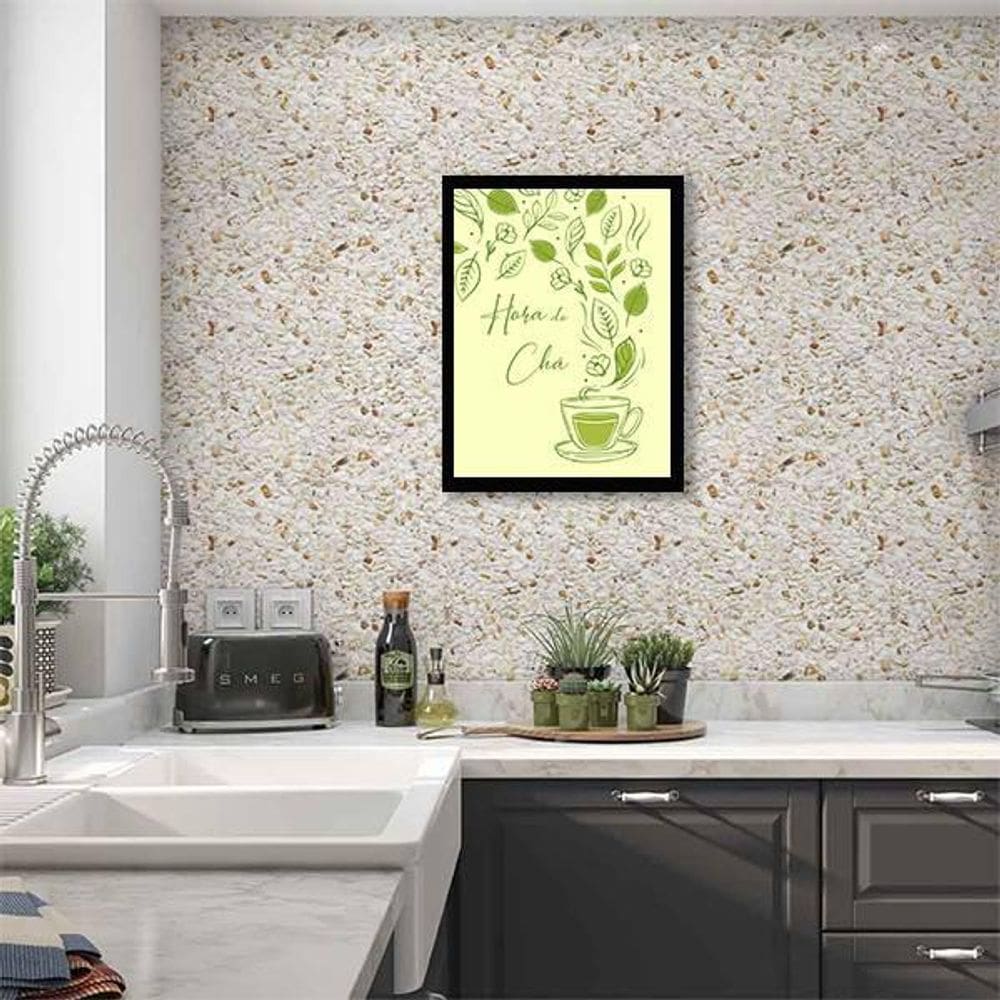Quadro Decorativo Hora Do Chá 45x34Cm Moldura Preta