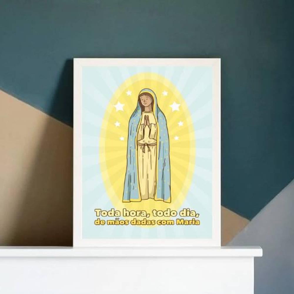 Quadro Decorativo De Mãos Dadas Com Maria 45x34cm