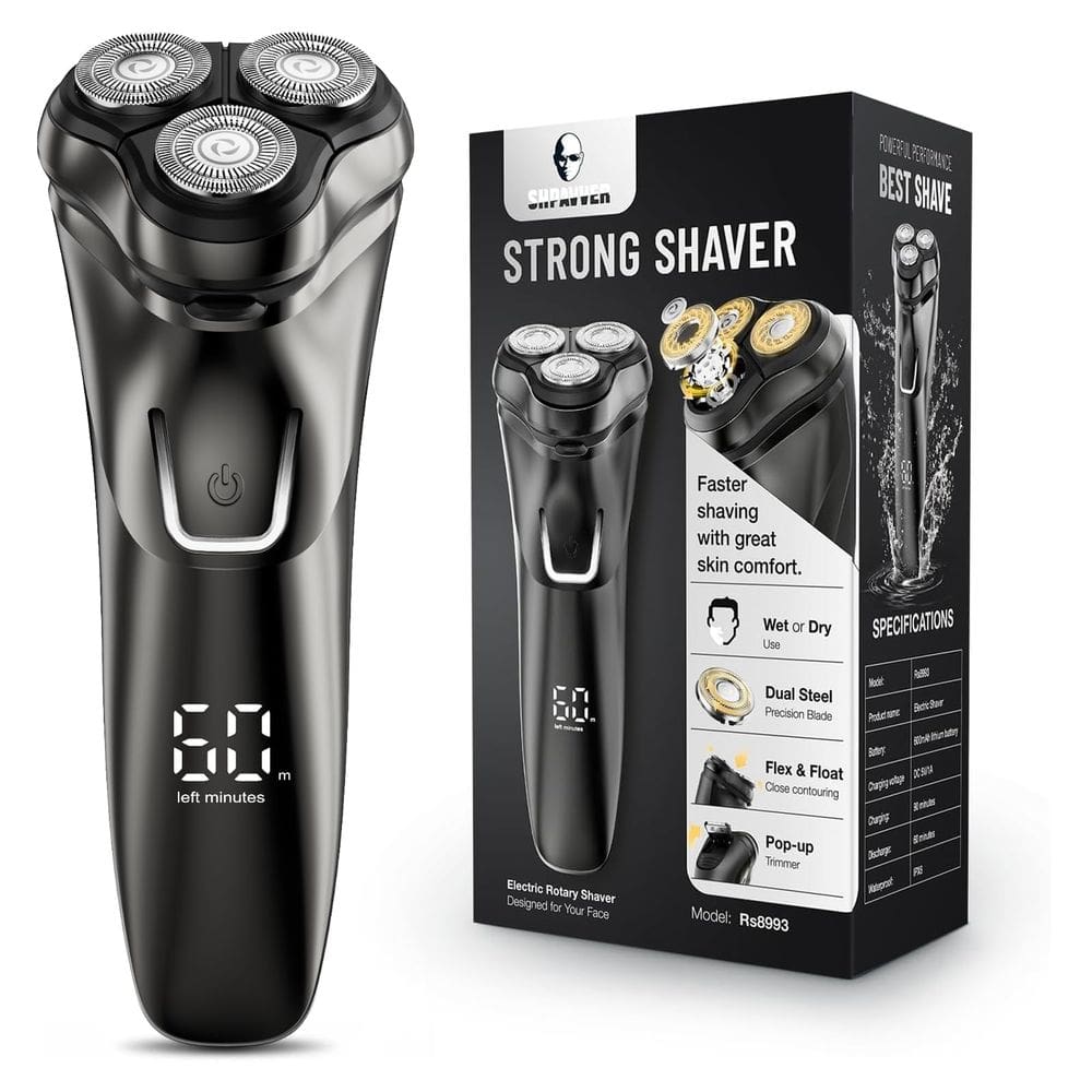 Barbeador elétrico SHPAVVER recarregável e seco para homens