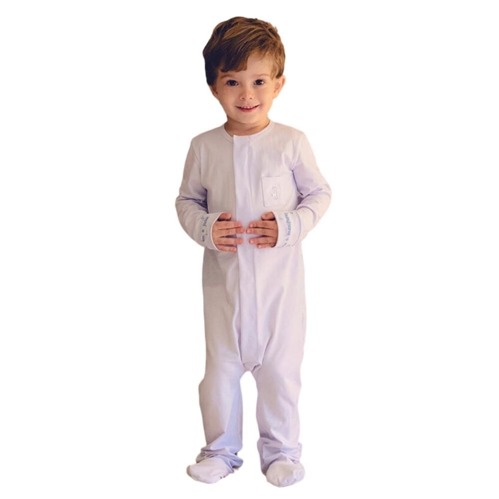 Macacão Magnético Algodão Pima Branco com bordados em Rosa - 6 meses