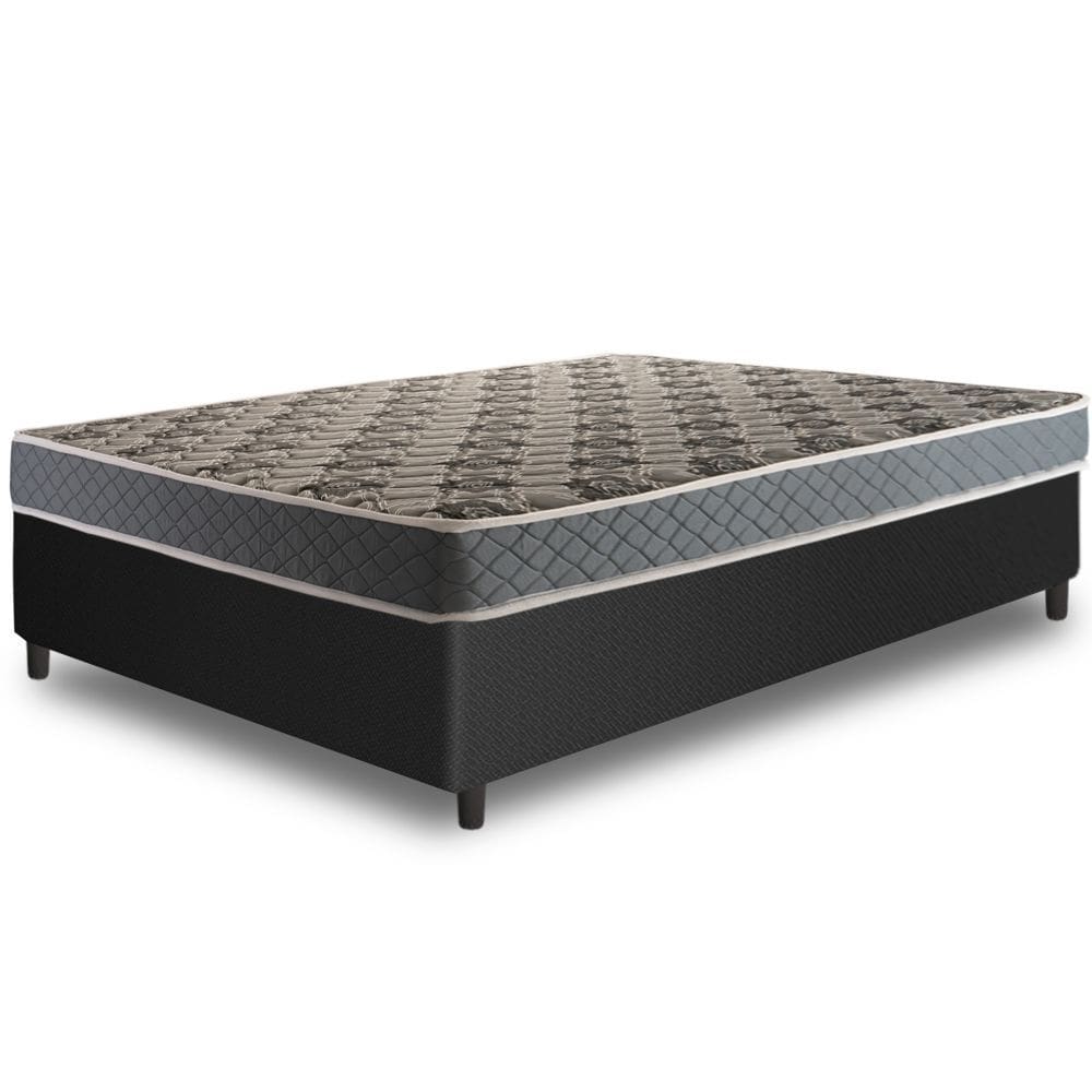Conjunto Cama box de Casal Hellen Proconfort colchão 100% Espuma D33 Cinza Preto