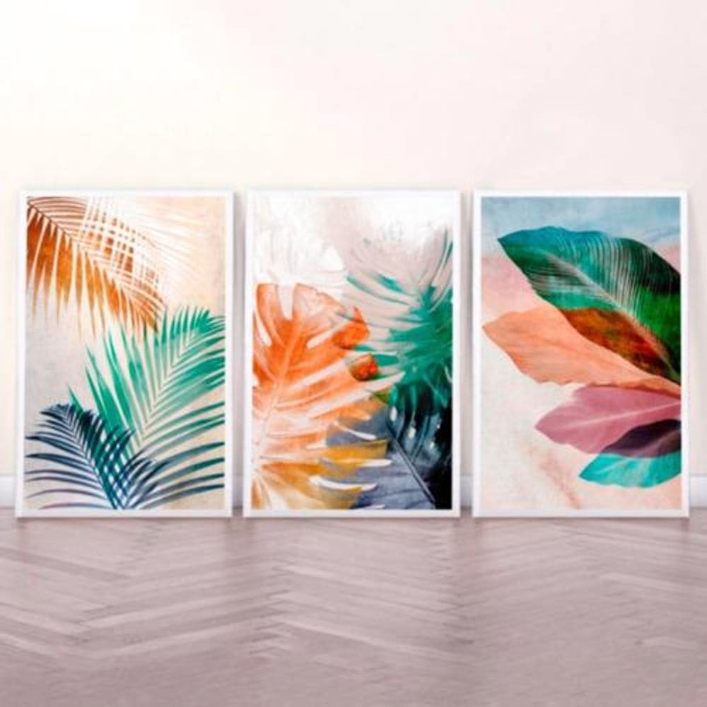 Quadro Decorativo Moldura Sala Quarto Grande Vertical Floral