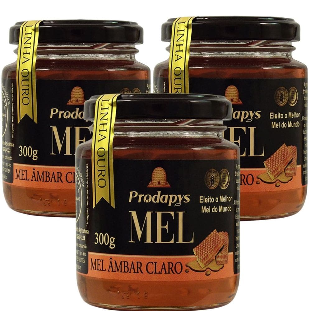 Mel Âmbar Claro 300g - Eleito o melhor mel do mundo Kit com 3
