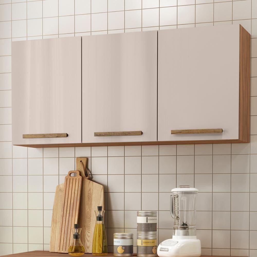 Armario Aéreo Pop 120 Cm Com 3 Portas Freijó/baunilha