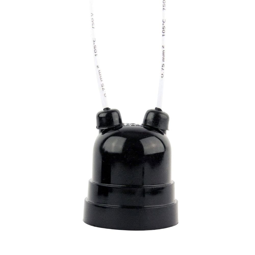 Bocal Pendente com Rabicho Plastico Preto Foxlux