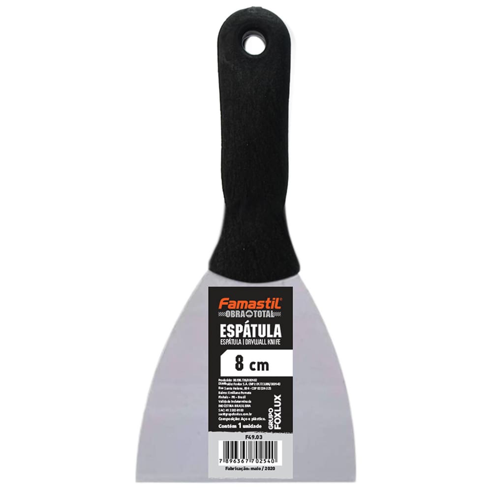 Espátula Aço Encruado 1020 8cm Cabo PVC Famastil