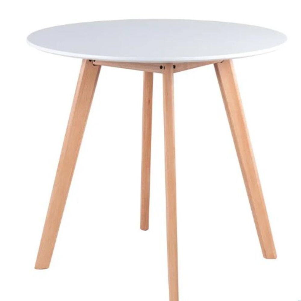 Mesa de Jantar Redonda 90cm Branca Estilo Eames com Pés de Madeira – Design Moderno e Compacto