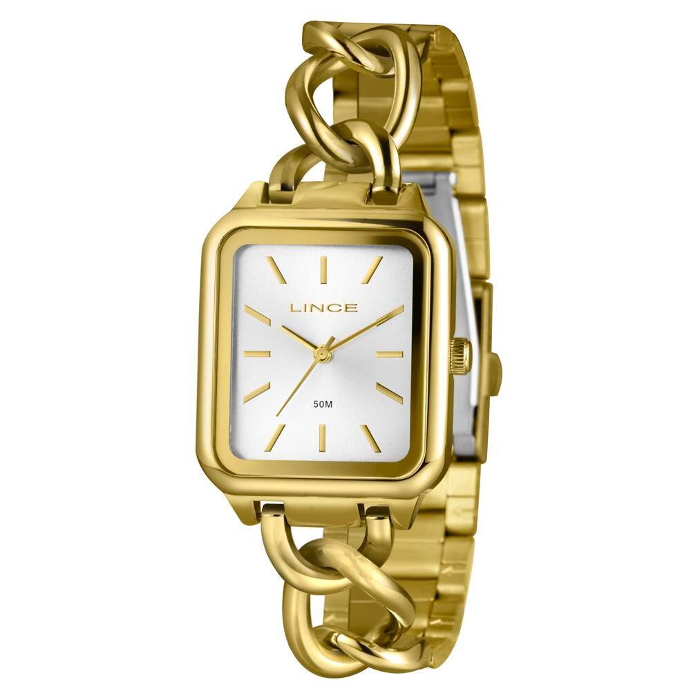 Relógio Lince Feminino Ref: Lqg4825l30 S1kx Retangular Bracelete Dourado