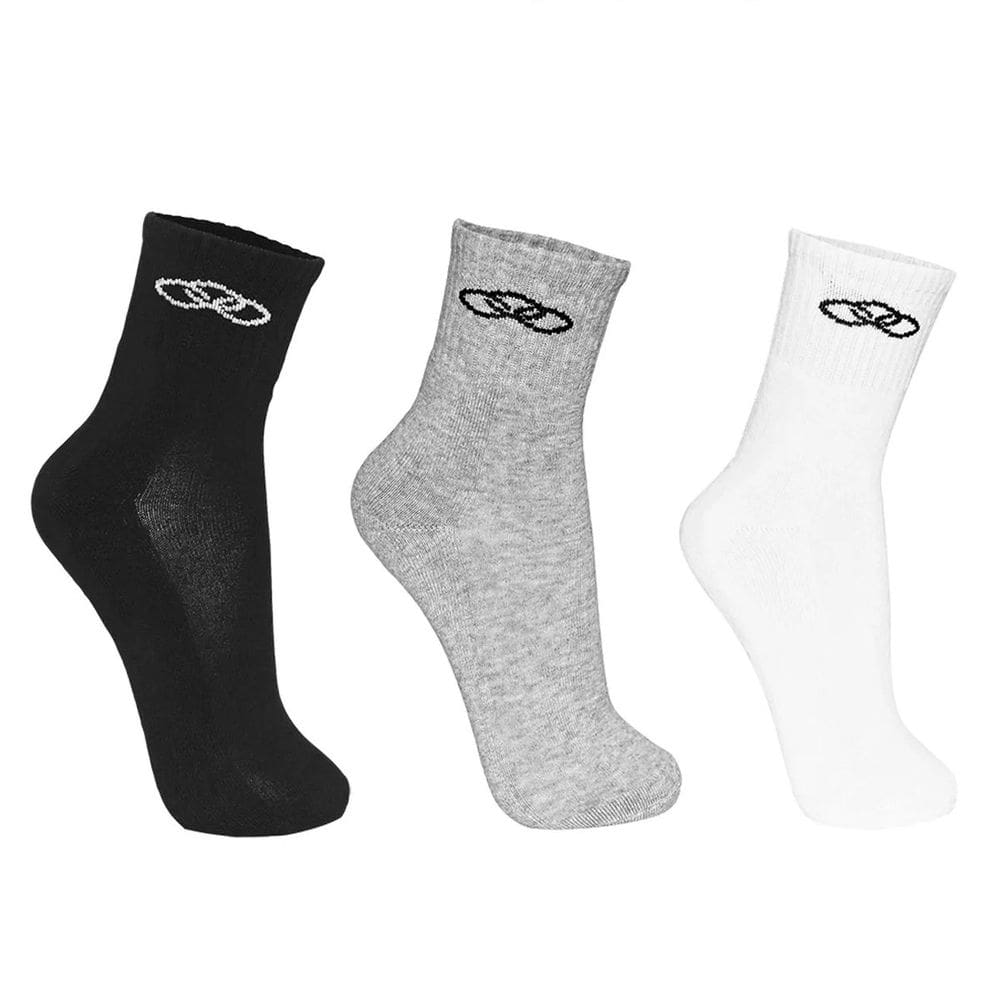Meia Olympikus Cano Médio Branco/Cinza/Preto - 3 pares