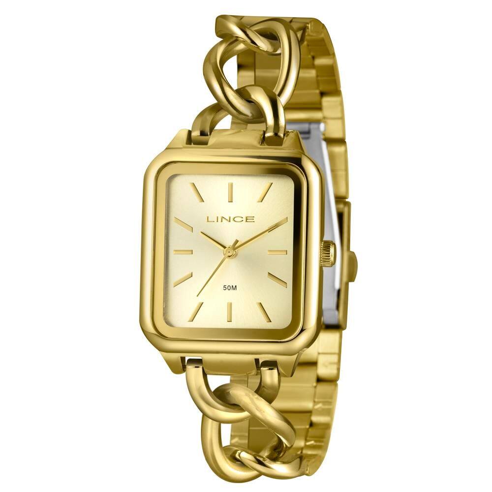 Relógio Lince Feminino Ref: Lqg4825l30 C1kx Retangular Bracelete Dourado
