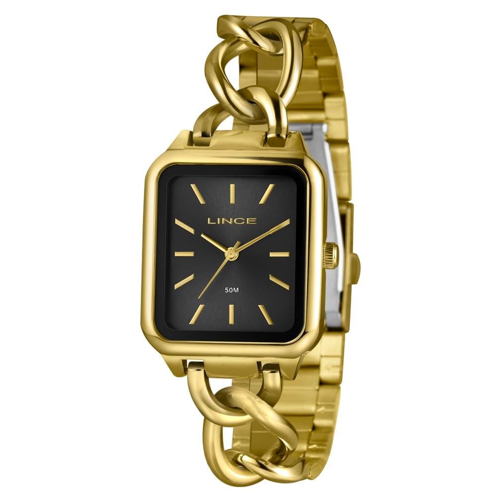 Relógio Lince Feminino Ref: Lqg4825l30 P1kx Retangular Bracelete Dourado