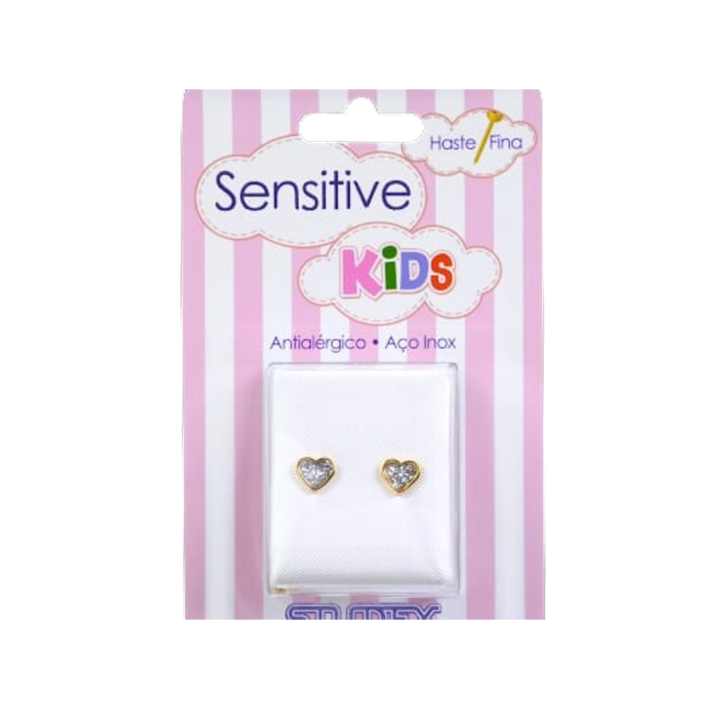 Brinco Studex Sensitive Kids Coração Branco 6X6mm Sk3564y