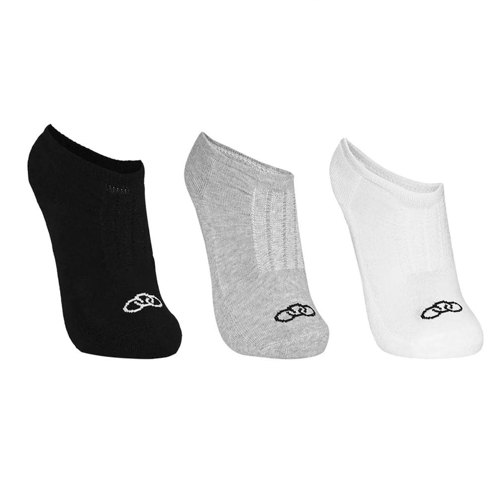 Meia Olympikus Cano Invisivel Branco/Cinza/Preto - 3 Pares