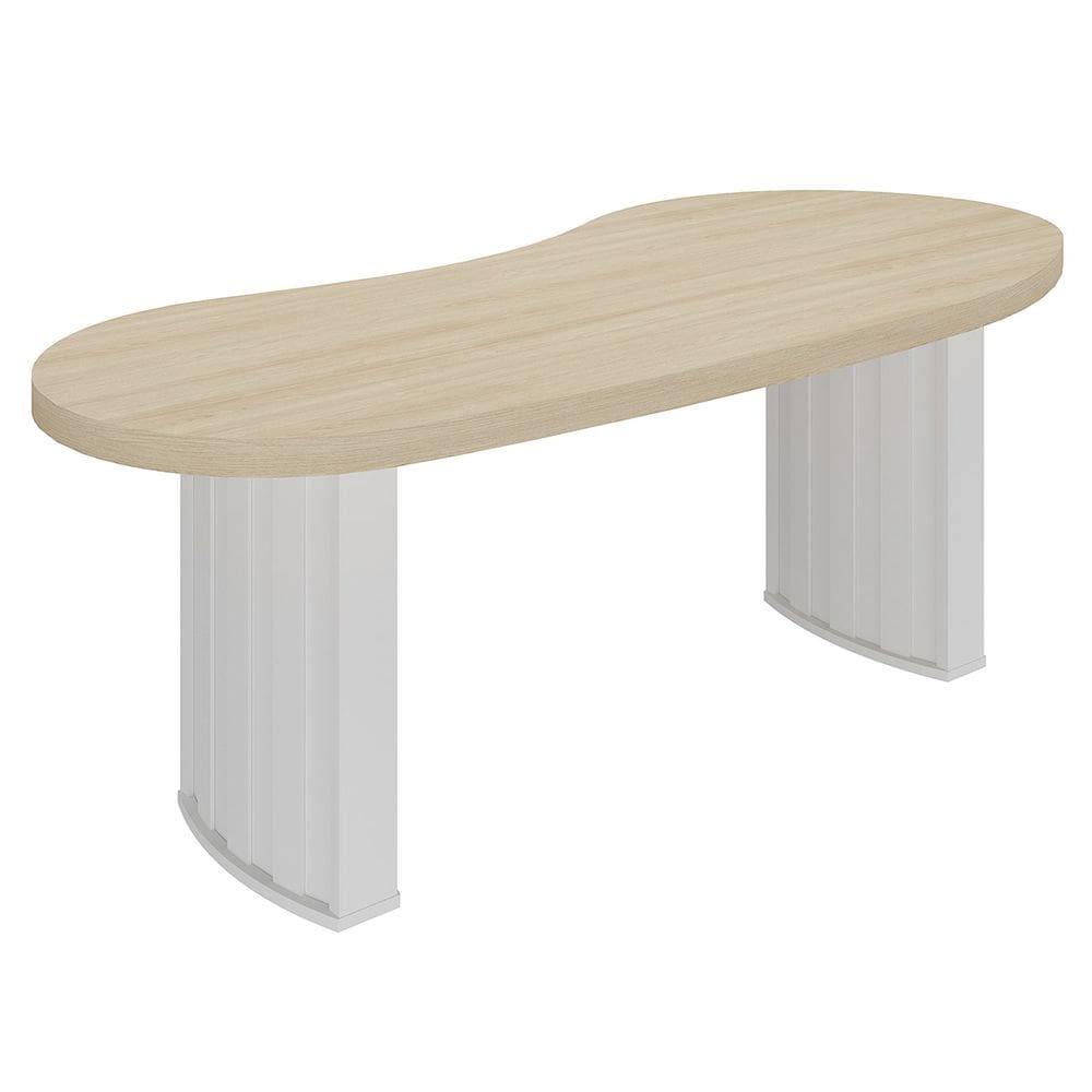 Mesa Para Escritório Reunião 200cm Vinny Carvalho/Branco A06 - Mpozenato