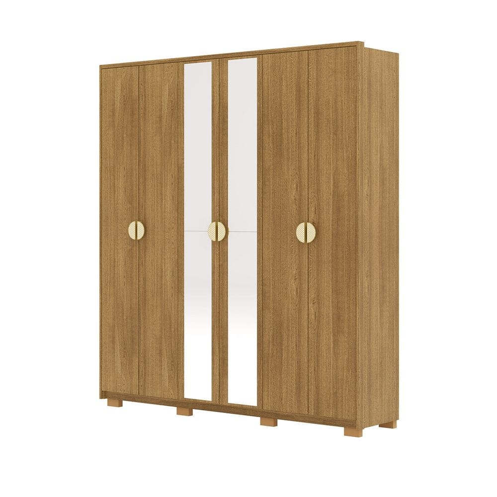 Guarda Roupa Casal 203cm Com Espelho Noronha Nature - Vila Rica