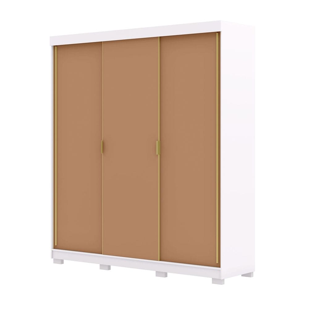 Guarda Roupa Casal 200cm 3 Portas Duke Branco/Camarim V02 - Mpozenato