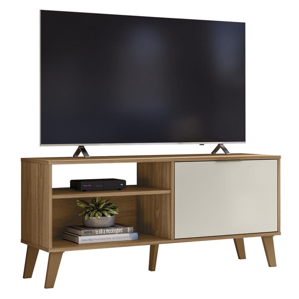 Rack Bancada Para TV 50 Pol 120cm Roby Nature/Off Z49 - Mpozenato
