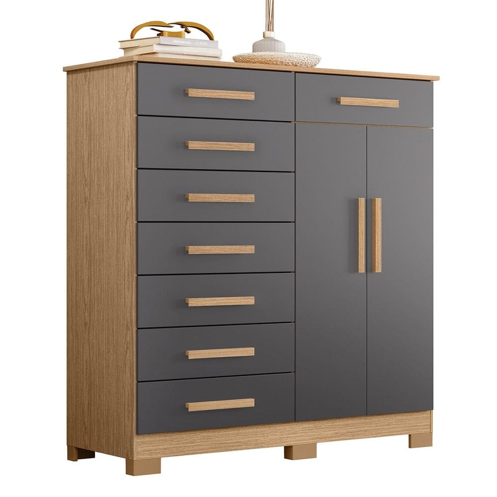Cômoda Para Quarto 2 Portas 125cm Verona Freijó/Titanium - Albatroz