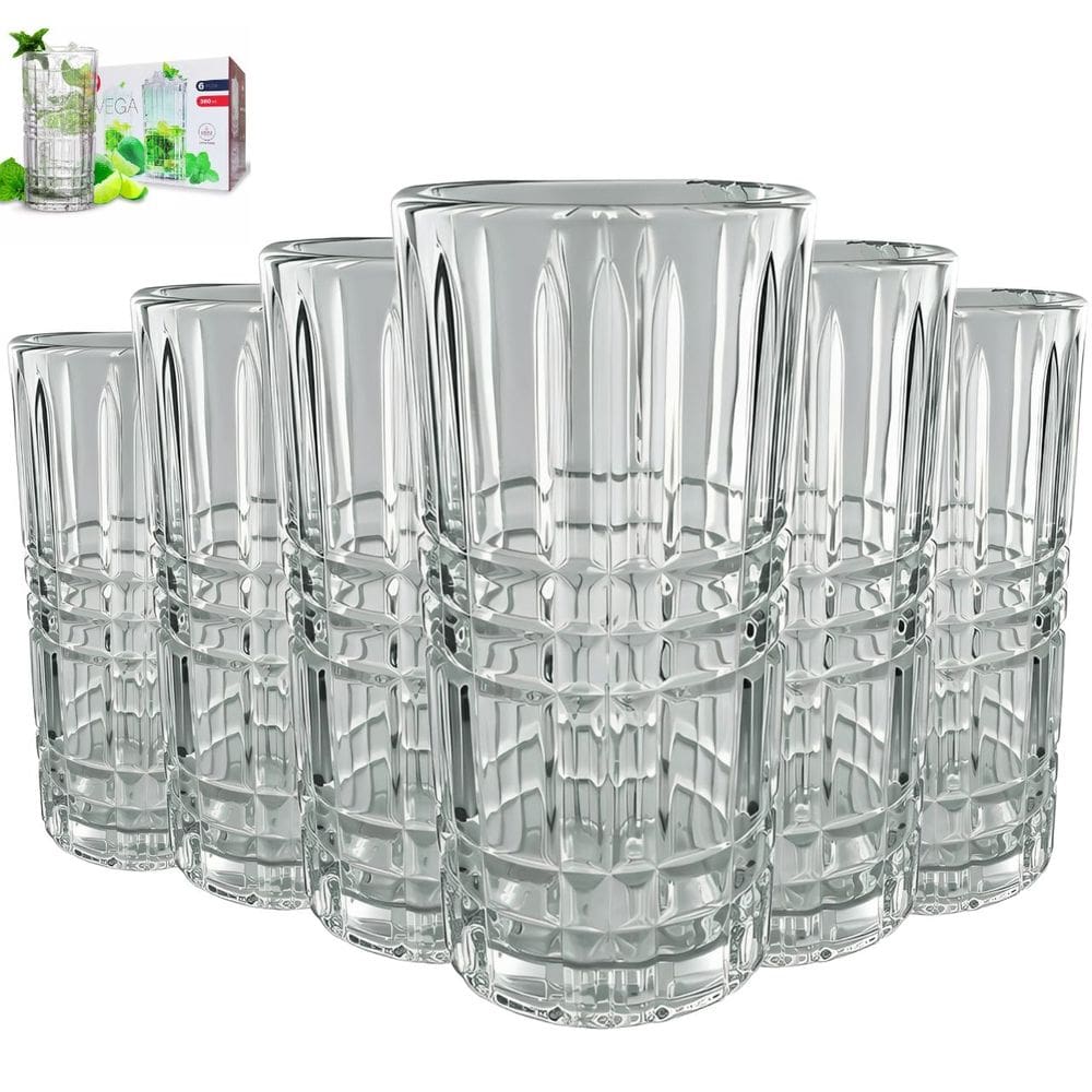 Jogo com 6 Copos de Vidro Transparente Vega 360ml