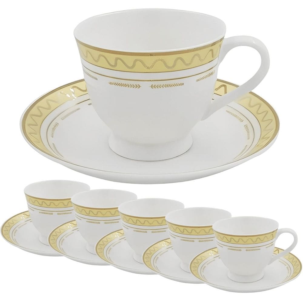 Jogo de Xícaras Com Pires em Porcelana 170ML- 12 Peças