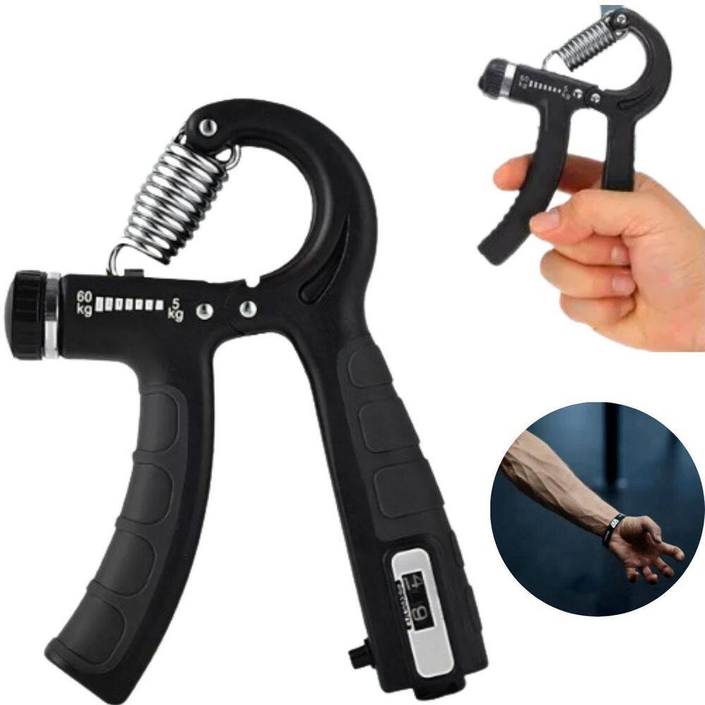Hand Grip Ajustável Com Contador De Séries Cor Preta