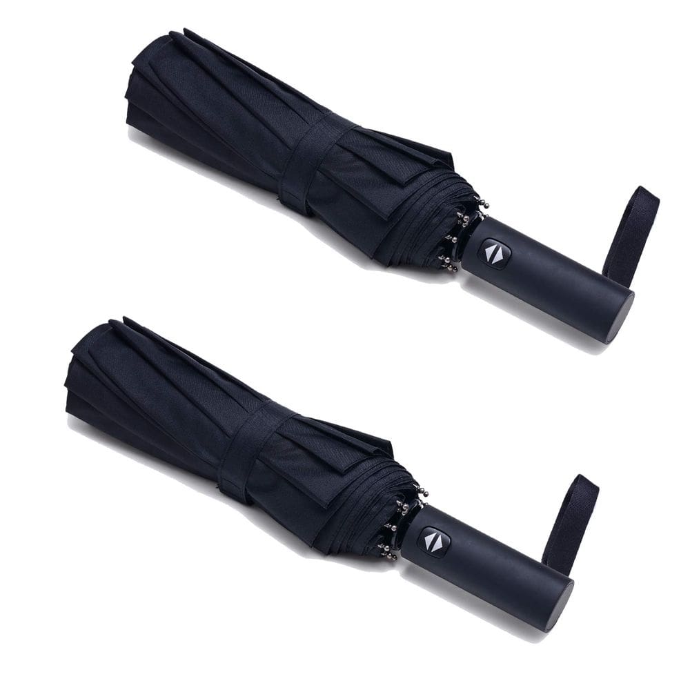 Guarda-chuva de viagem PFFY Windproof Auto Open/Close 8 Ribs Black x2