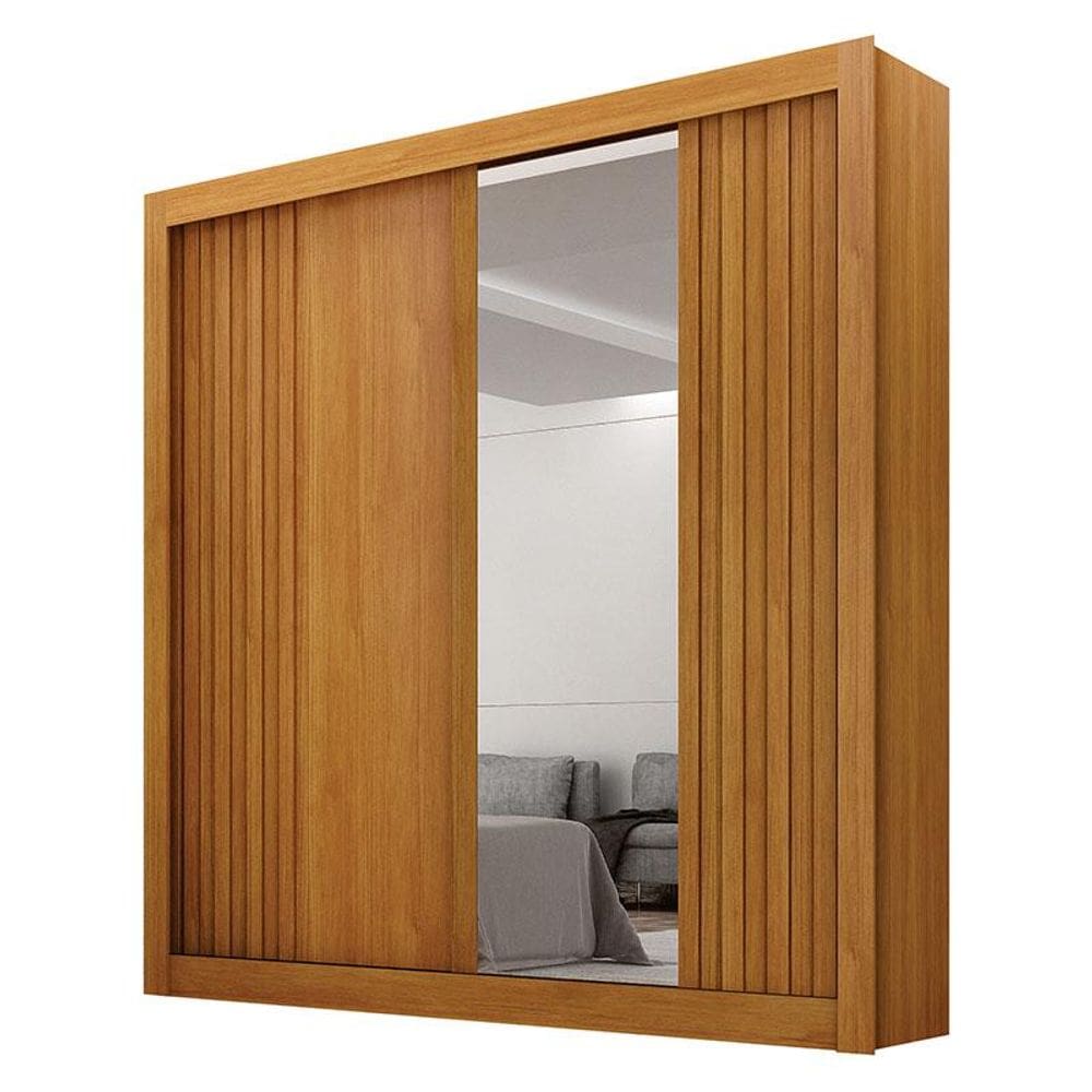 Guarda Roupa Solteiro 2 Portas Milano com Espelho Cinamomo – Leifer Móveis