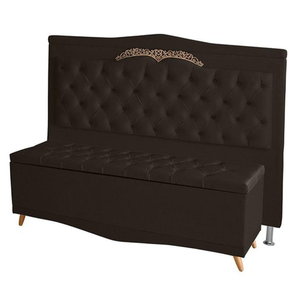 Kit Cabeceira De Cama E Calçadeira Baú Madri Casal 140 Cm Suede Marrom Do Lar Móveis E Decoração