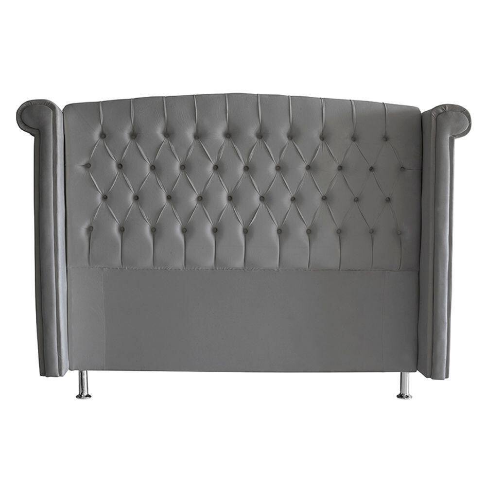 Cabeceira De Cama Toquio Casal 140 Cm Suede Prata Do Lar Móveis E Decoração