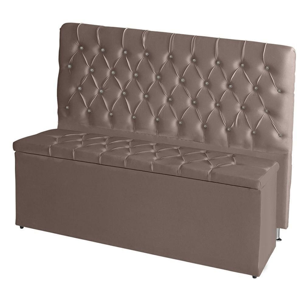 Kit De Quarto Cabeceira De Cama E Calçadeira Baú Estrela Casal 140 Cm Suede Botão Strass Rosê Do Lar Móveis E Decora
