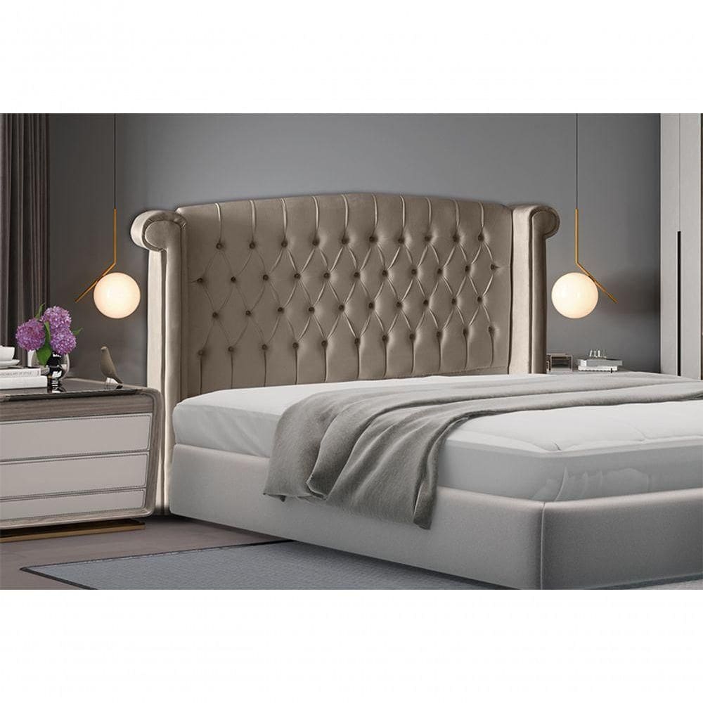 Cabeceira De Cama Toquio King 195 Cm Suede Capuccino Do Lar Móveis E Decoração