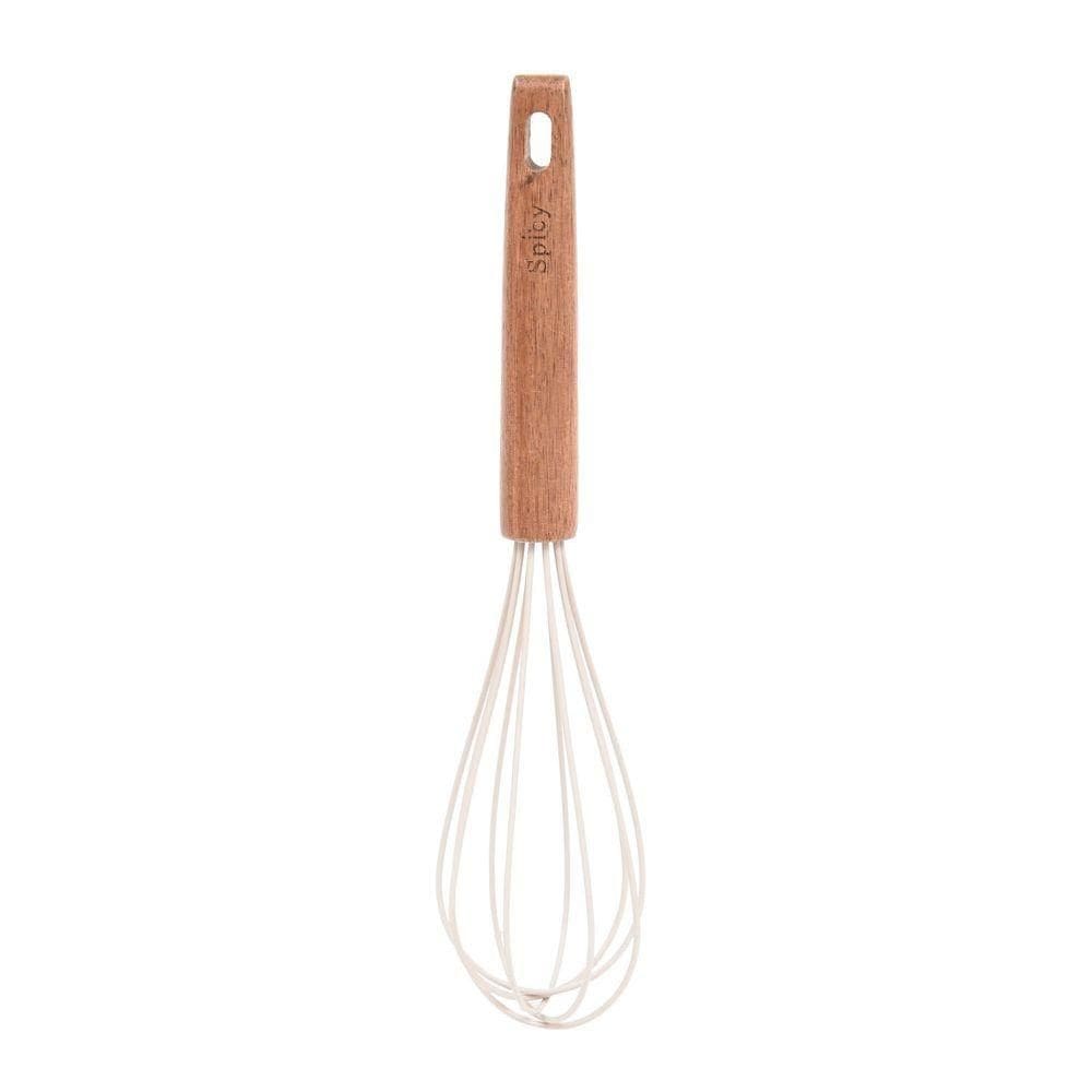 Colher Batedora De Silicone Com Cabo De Madeira Spicy Bege