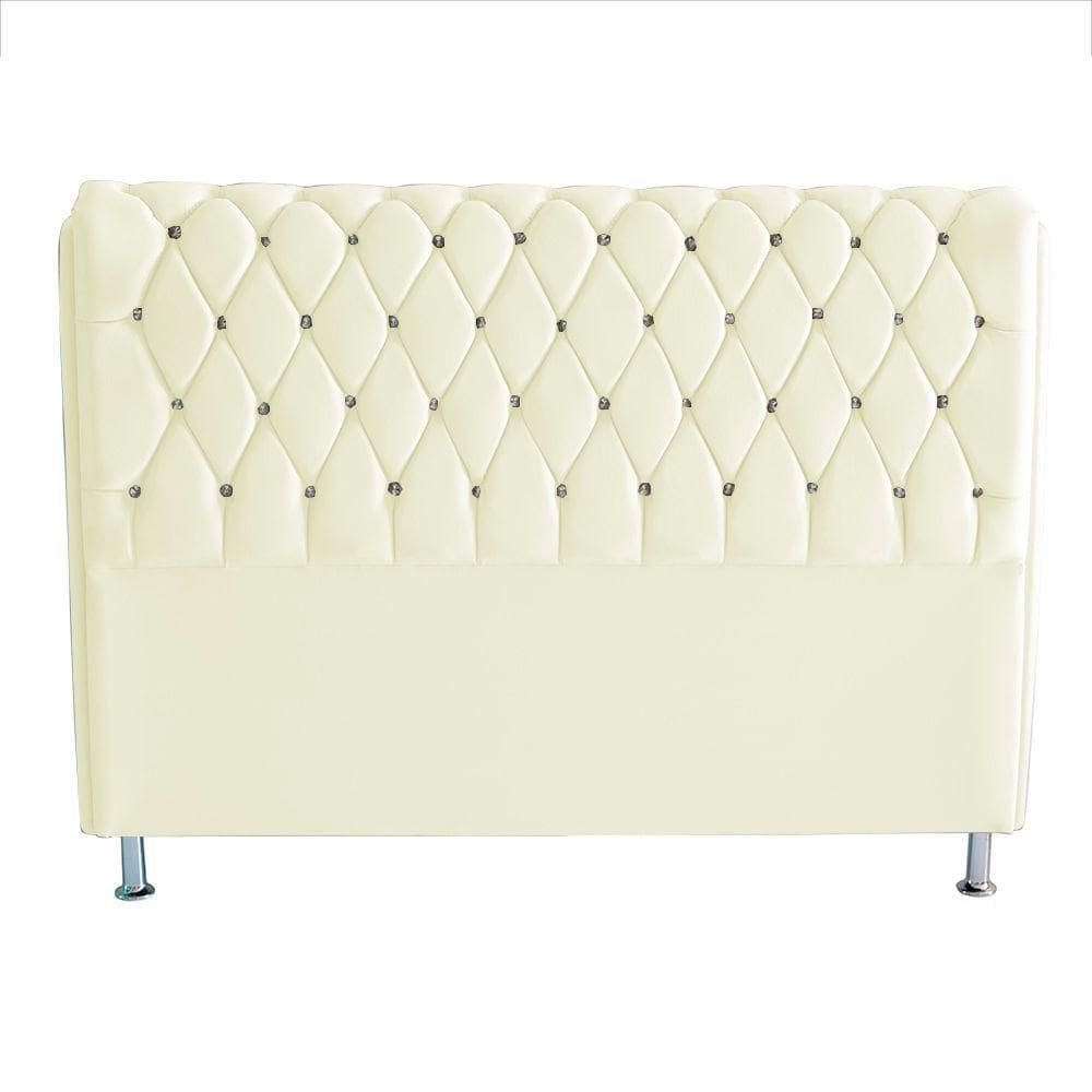 Cabeceira De Cama Londres King 195 Cm Suede Botão De Strass Branco Do Lar Móveis E Decoração