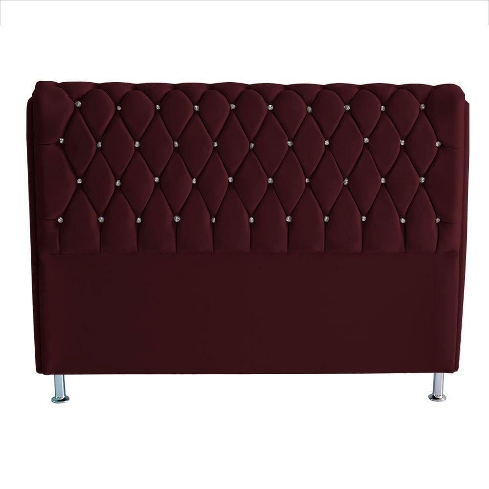 Cabeceira De Cama Londres King 195 Cm Suede Botão De Strass Bordo Do Lar Móveis E Decoração