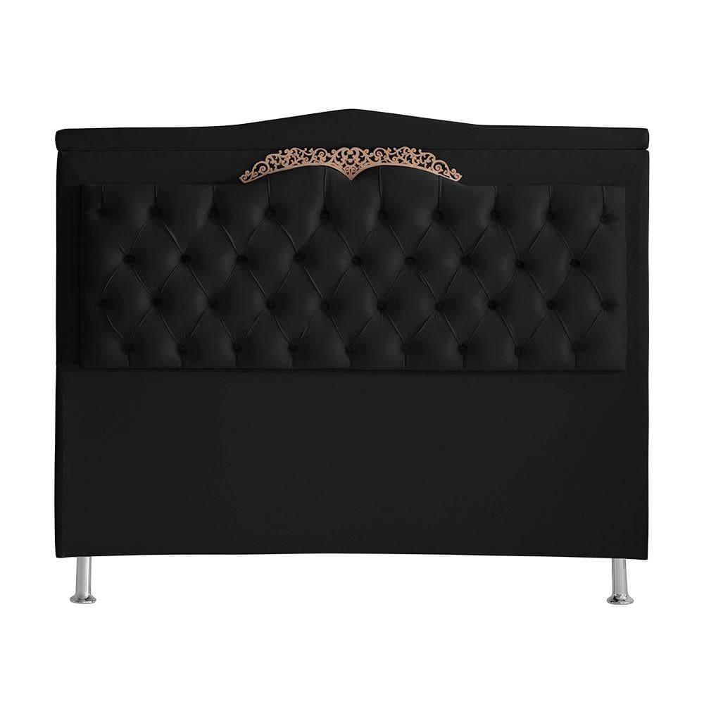 Cabeceira De Cama Madri Casal 140 Cm Suede Preto Do Lar Móveis E Decoração