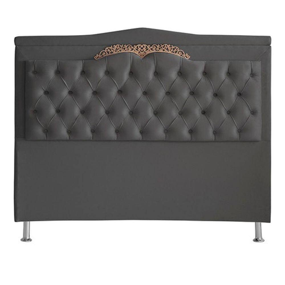 Cabeceira De Cama Madri Casal 140 Cm Suede Grafite Do Lar Móveis E Decoração