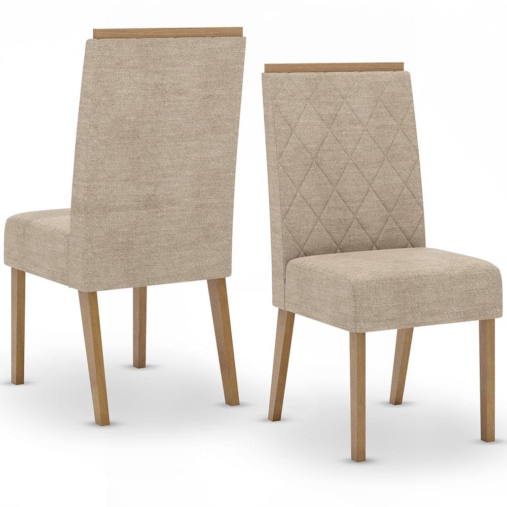 Kit 2 Cadeiras Sala De Jantar Nina Suede Creme Henn